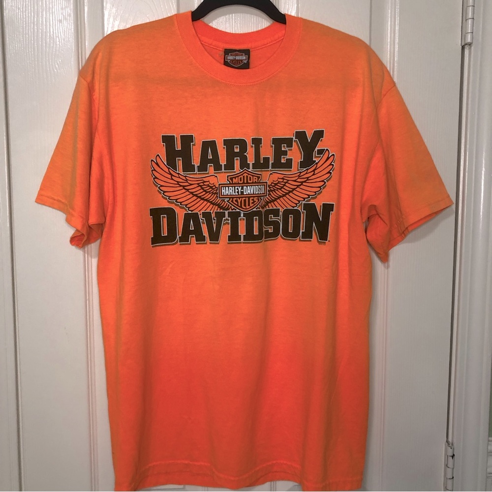 Harley Davidson Eagle T-Shirt Orange Men's Size Large, Atlanta, GA